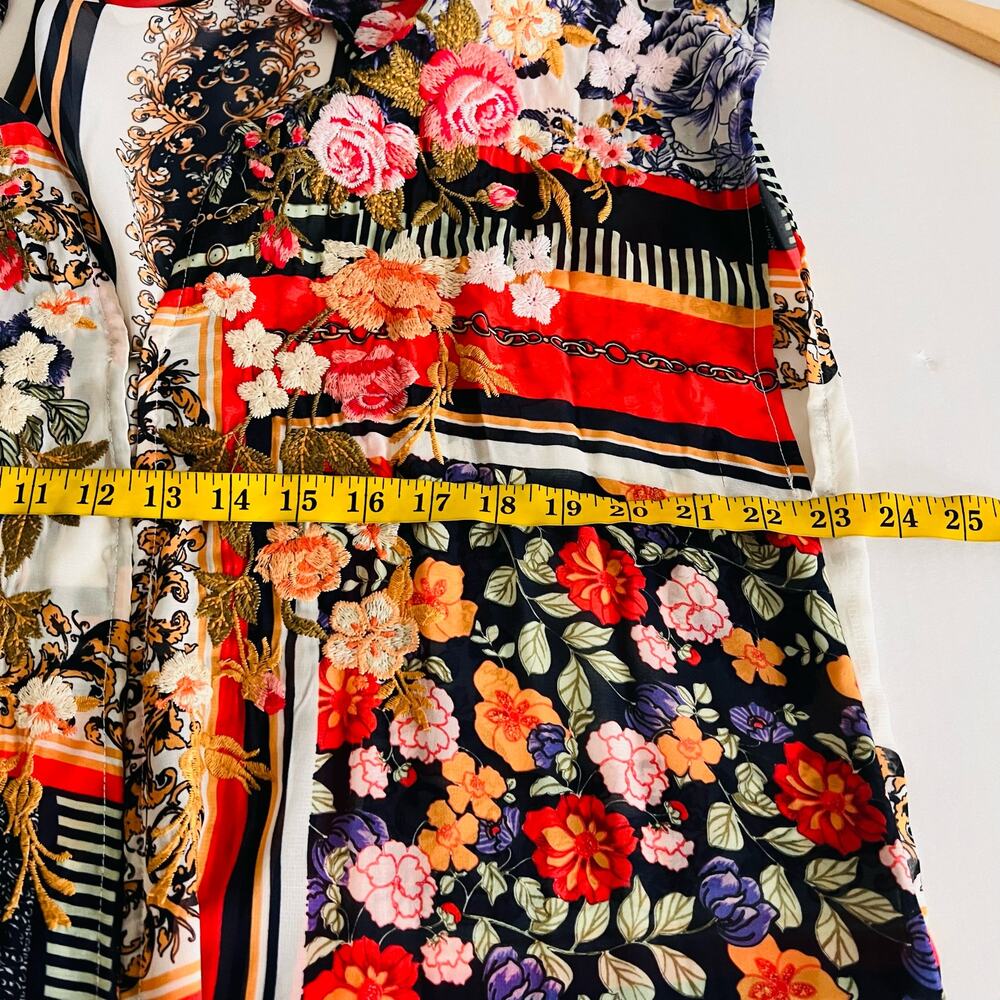 Andree By Unit Printed Floral Embroidered Dolman Sleeve Maxi Kimono Size S Small - Picture 5 of 7